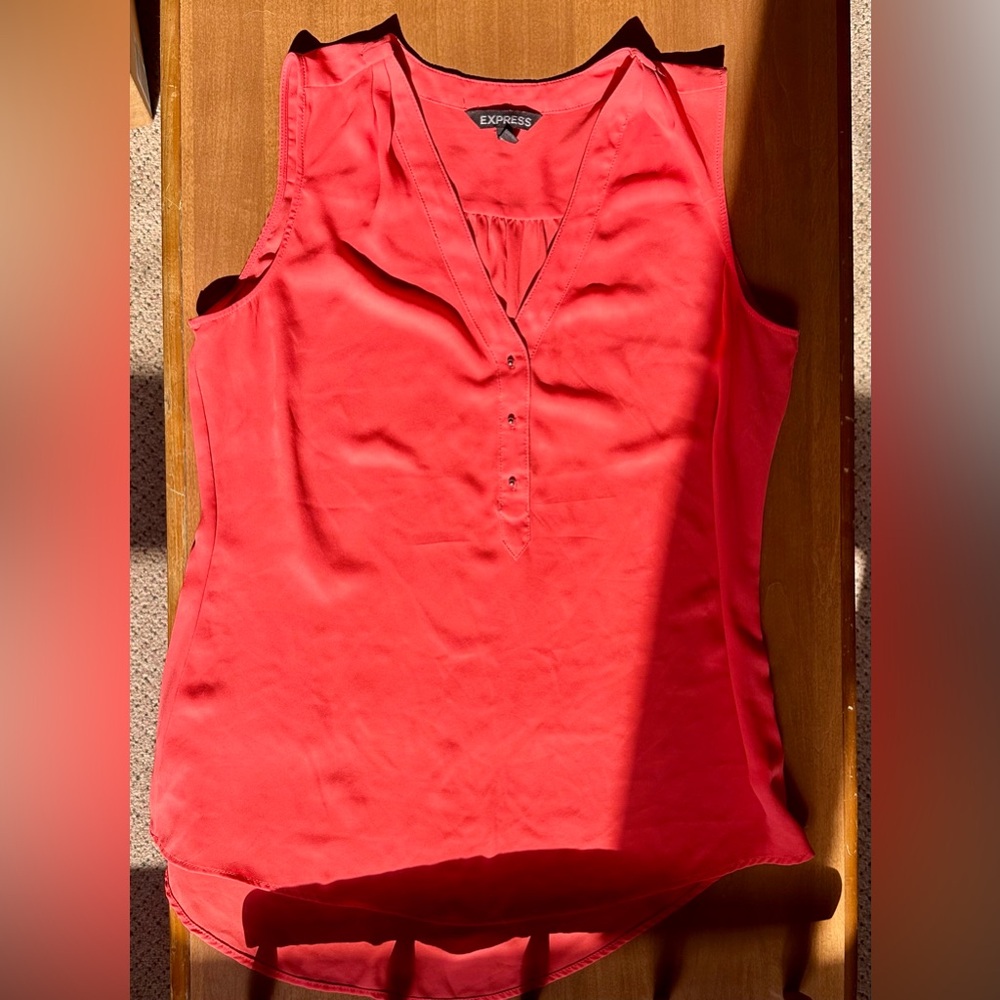 Express Vibrant Coral Sleeveless Blouse